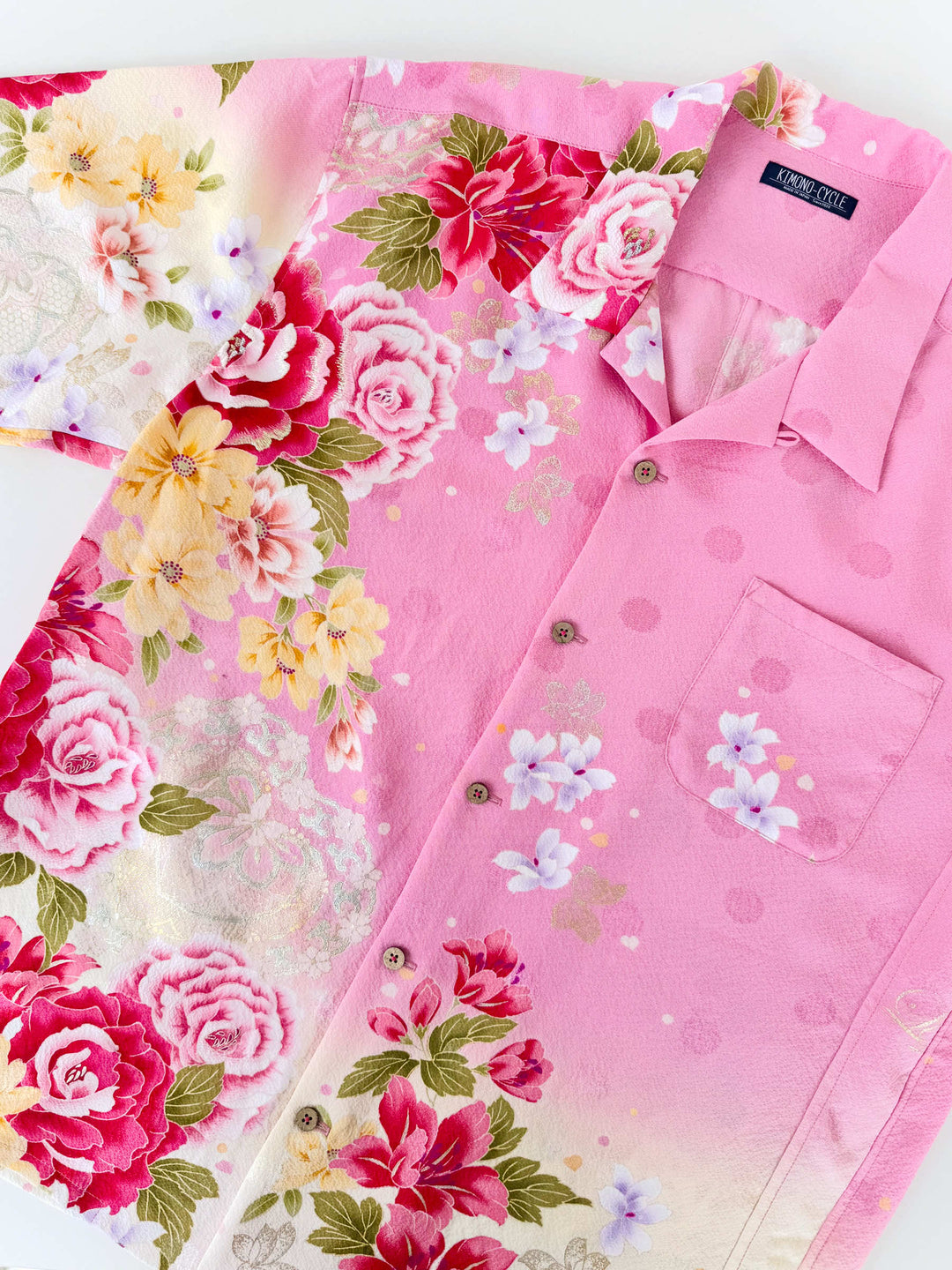 着物アロハシャツ「薔薇と水玉B」AH100515