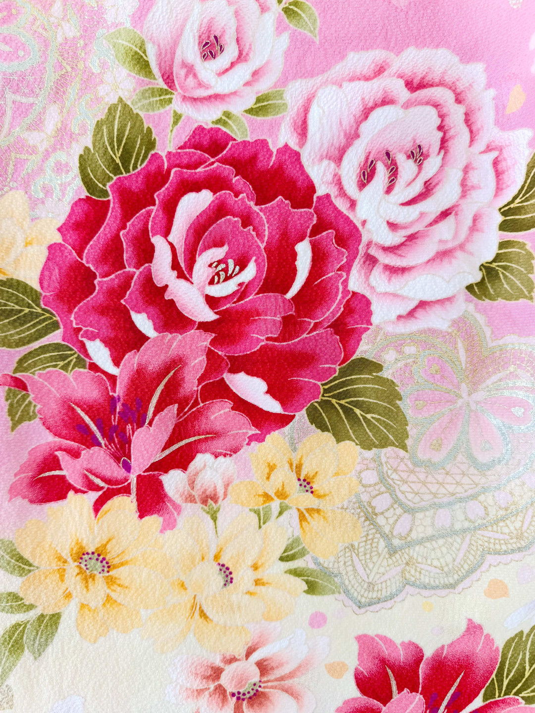 着物アロハシャツ「薔薇と水玉B」AH100515