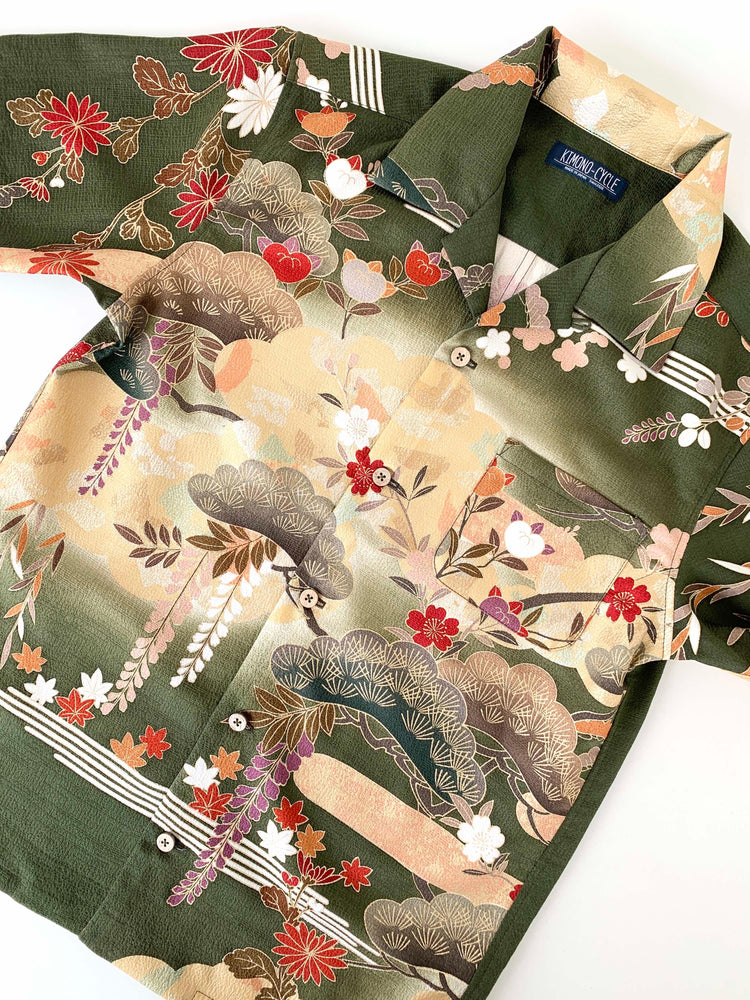 着物アロハシャツ「松を眺めるA」AH100219 - 着物アロハシャツ専門店｜KIMONO-CYCLE