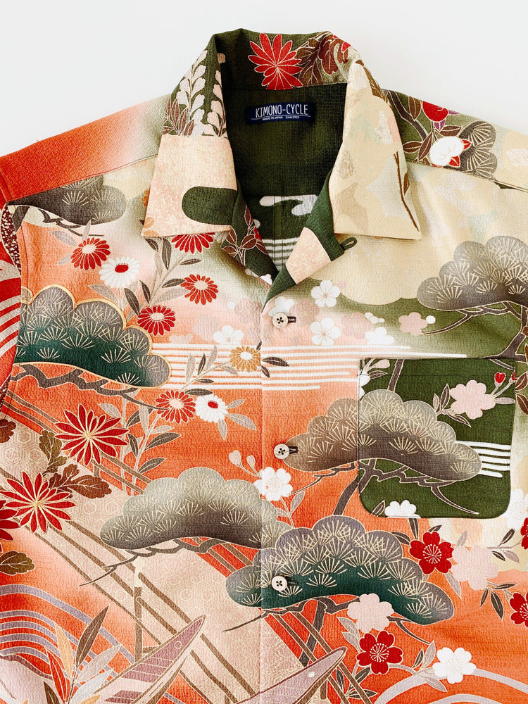 着物アロハシャツ「松を眺めるB」AH100220 - 着物アロハシャツ専門店｜KIMONO-CYCLE