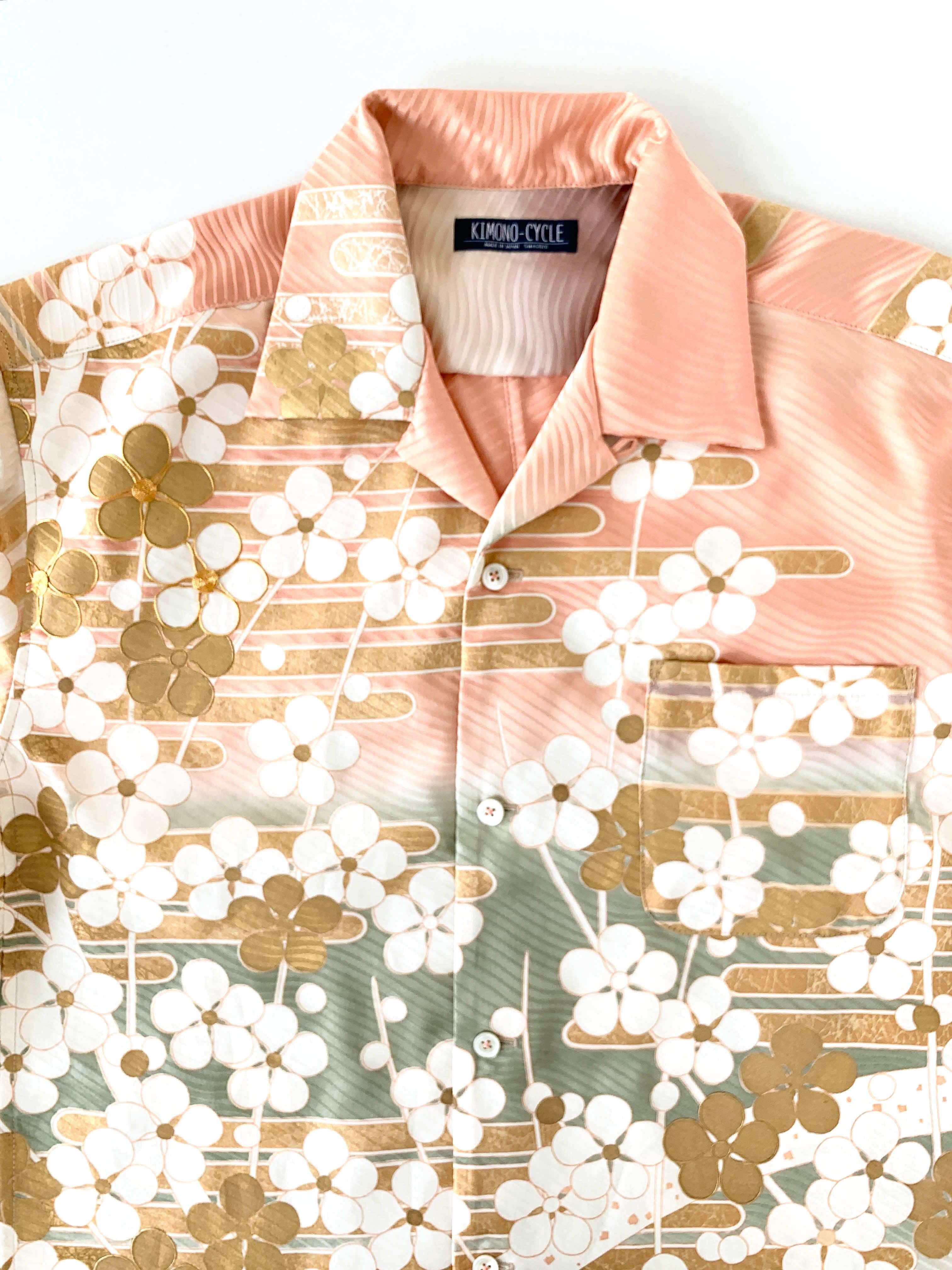 着物アロハシャツ「咲き誇る梅B」AH100226 - 着物アロハシャツ専門店｜KIMONO-CYCLE