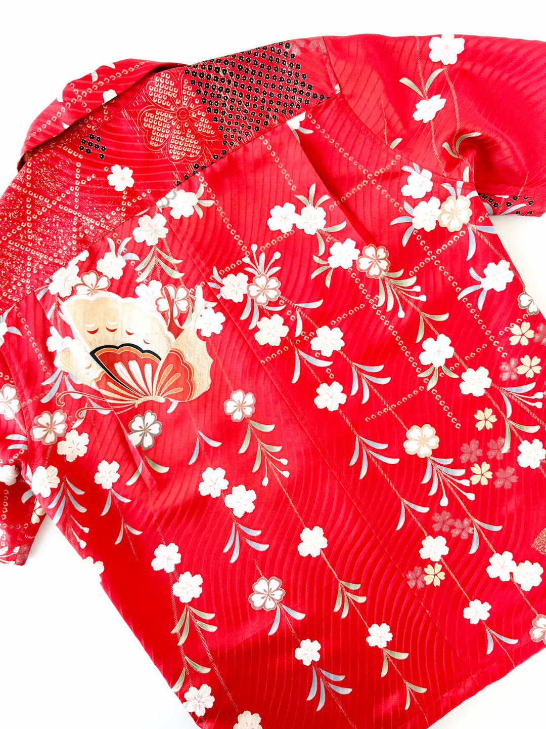 KIMONO ALOHA SHIRT WOMEN'S"DROOPING CHERRY BLOSSOMS WITH DANCING BUTTERFLIES" AH10013L