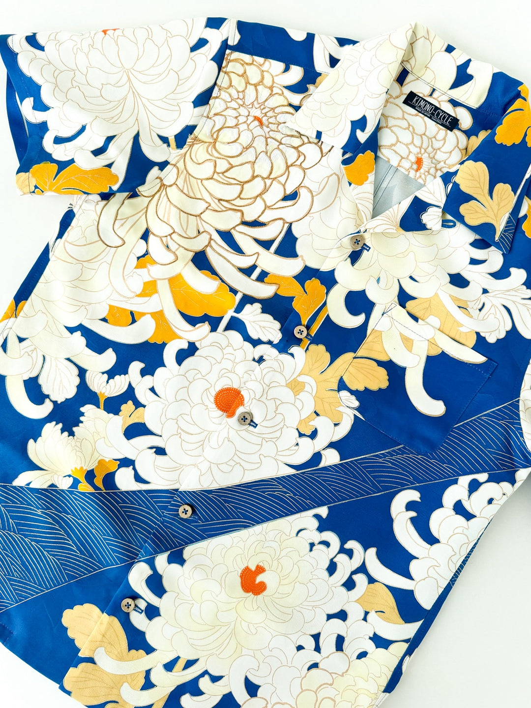 CHEMISE KIMONO ALOHA 'CHRYSANTHÈMES DANS LE CIEL BLEU A' AH100295