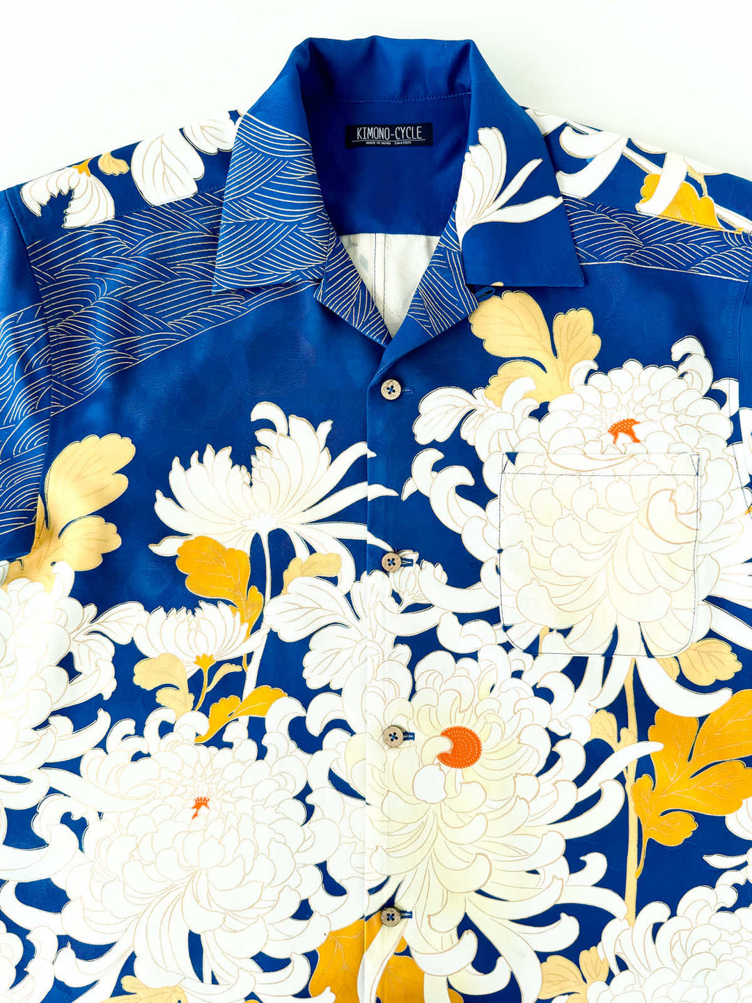 KIMONO ALOHA SHIRT "CHRYSANTHEMUMS IN THE BLUE SKY B" AH100296