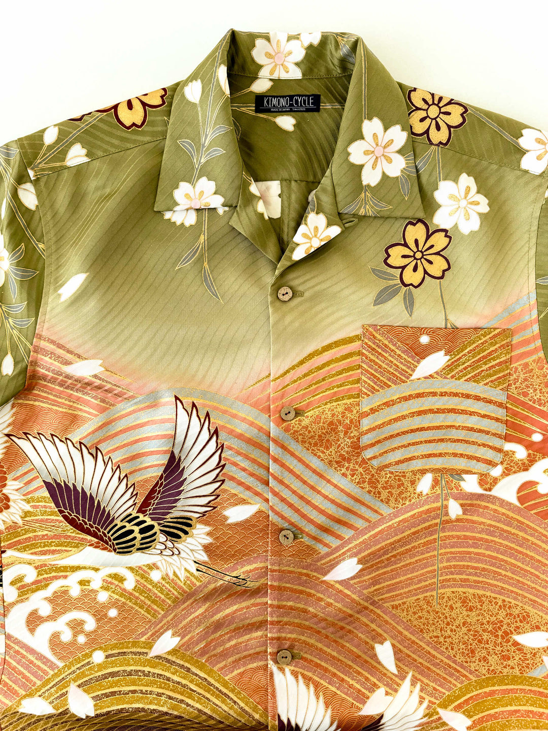 KIMONO ALOHA SHIRT "CHERRY BLOSSOMS AND CROSSING THE WAVES A" AH100315