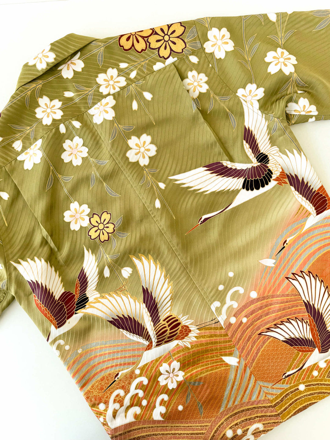 KIMONO ALOHA SHIRT "CHERRY BLOSSOMS AND CROSSING THE WAVES A" AH100315