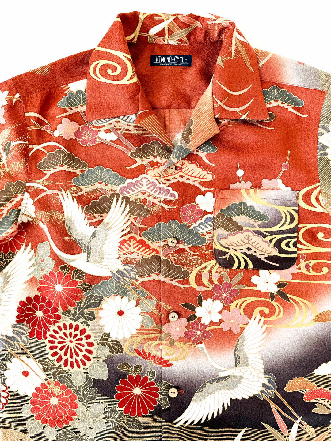 KIMONO ALOHA SHIRT "CRANE WITH PINE, BAMBOO AND PLUM A" AH100319