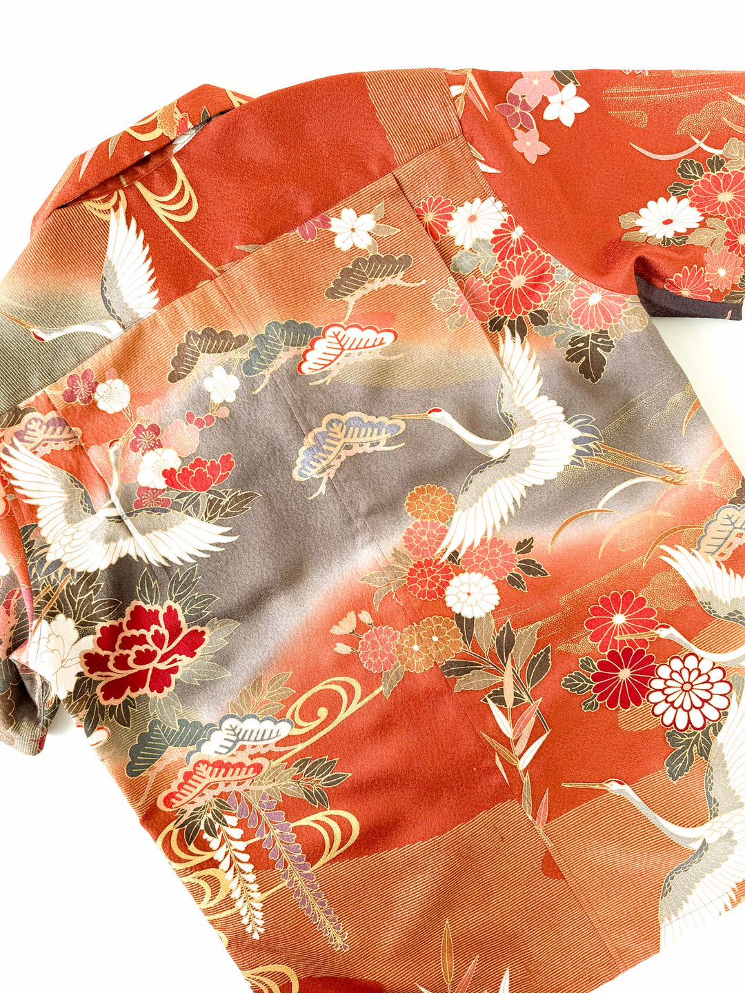 CHEMISE KIMONO ALOHA 'GRUE AVEC PIN, BAMBOU ET PRUNE A' AH100319