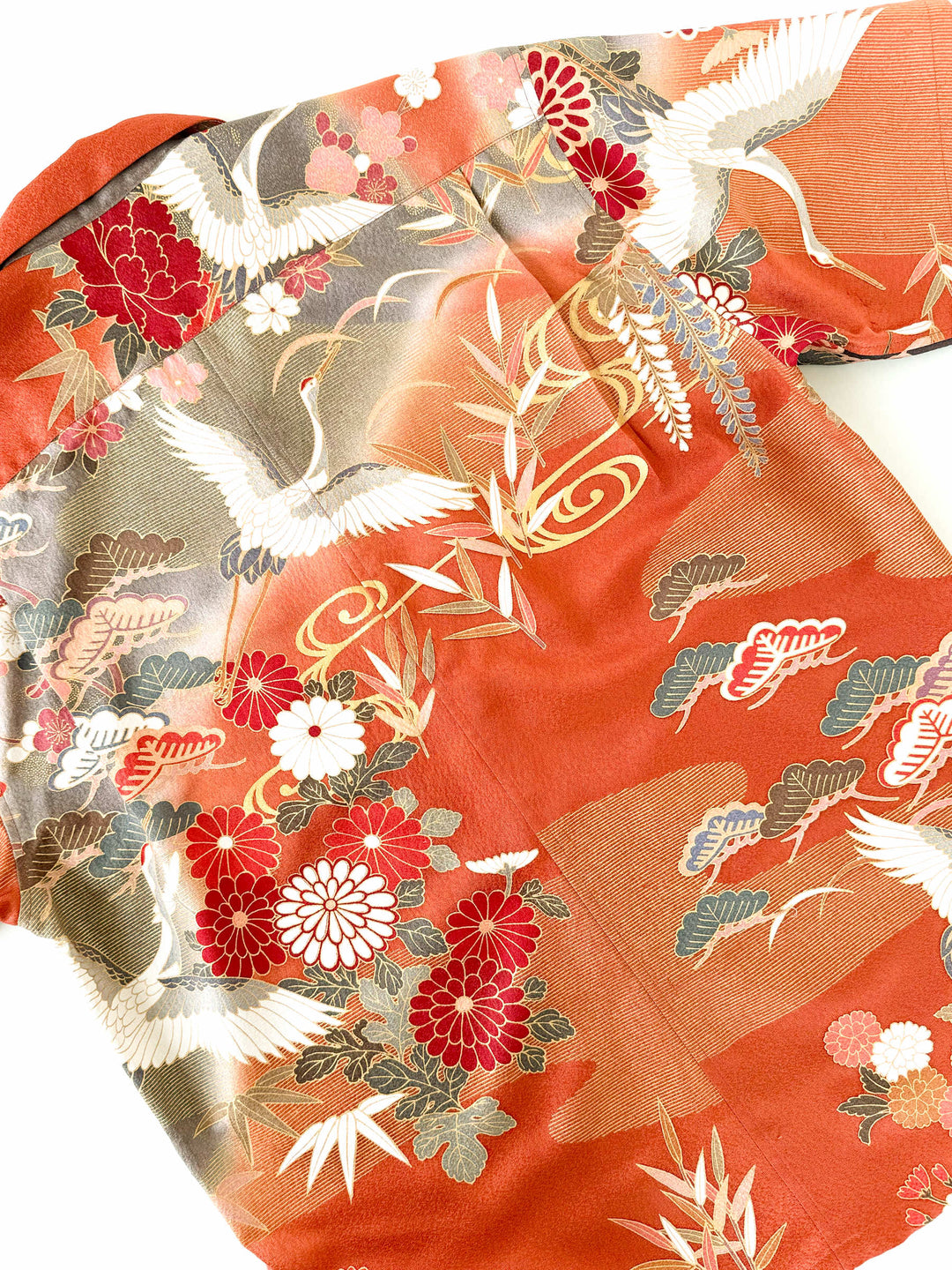 CHEMISE KIMONO ALOHA 'GRUE AVEC PIN, BAMBOU ET PRUNE B' AH100320