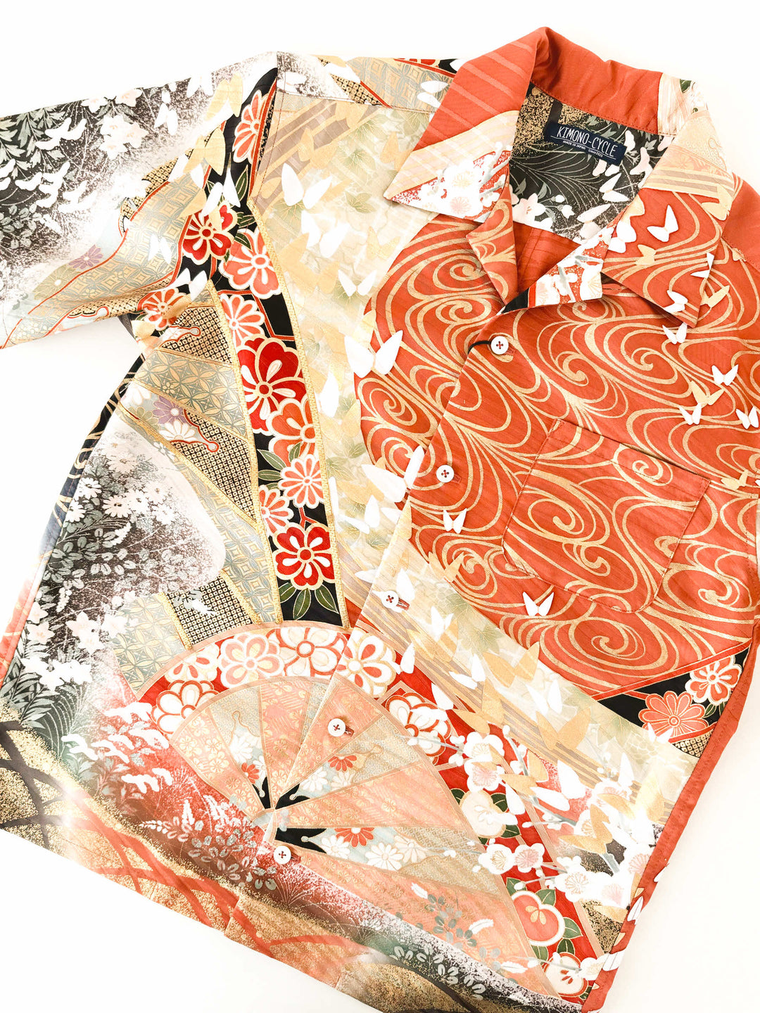 KIMONO ALOHA SHIRT "FLOWING BUTTERFLY A" AH100326