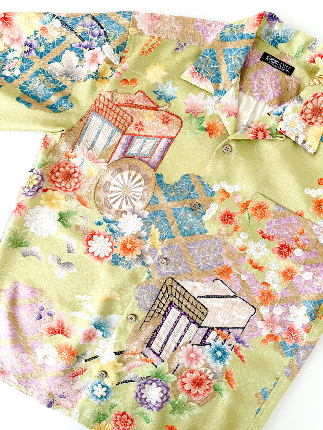 KIMONO ALOHA SHIRT "BUDDING FLOWER CARRIAGE A" AH100332