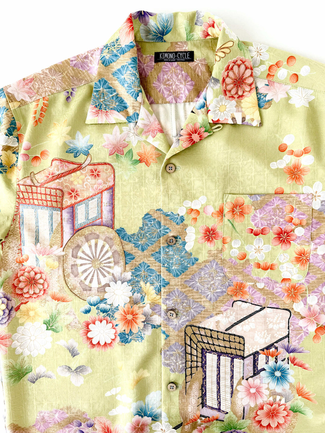 KIMONO ALOHA SHIRT "BUDDING FLOWER CARRIAGE A" AH100332