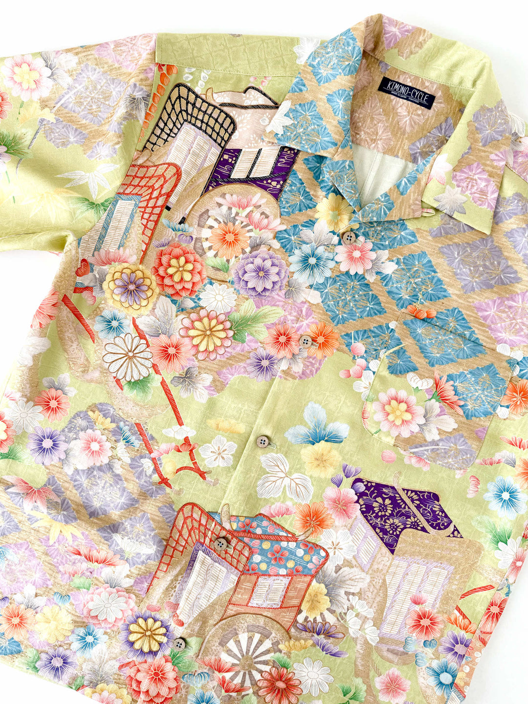 KIMONO ALOHA SHIRT "BUDDING FLOWER CARRIAGE B" AH100333