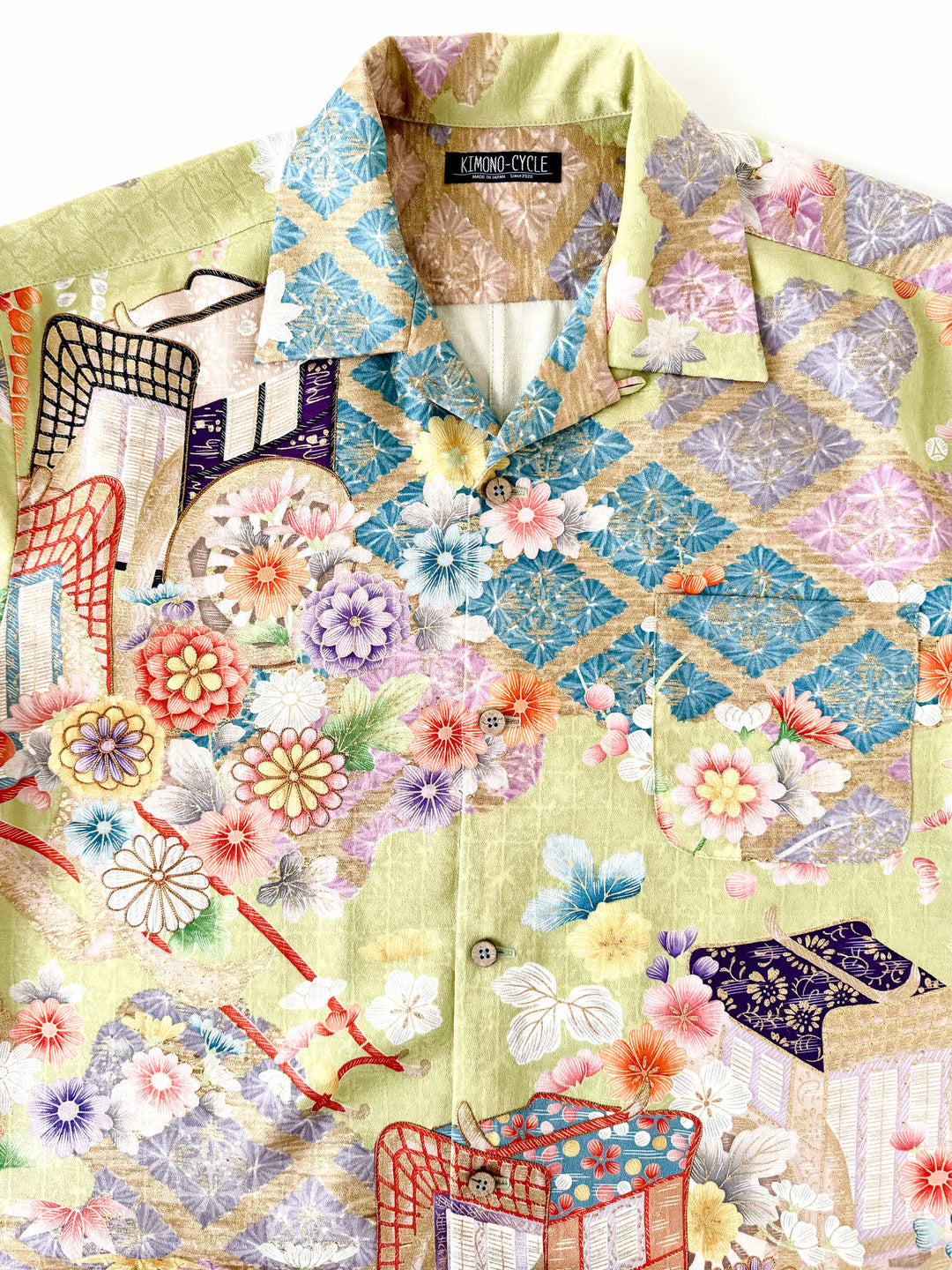 KIMONO ALOHA SHIRT "BUDDING FLOWER CARRIAGE B" AH100333