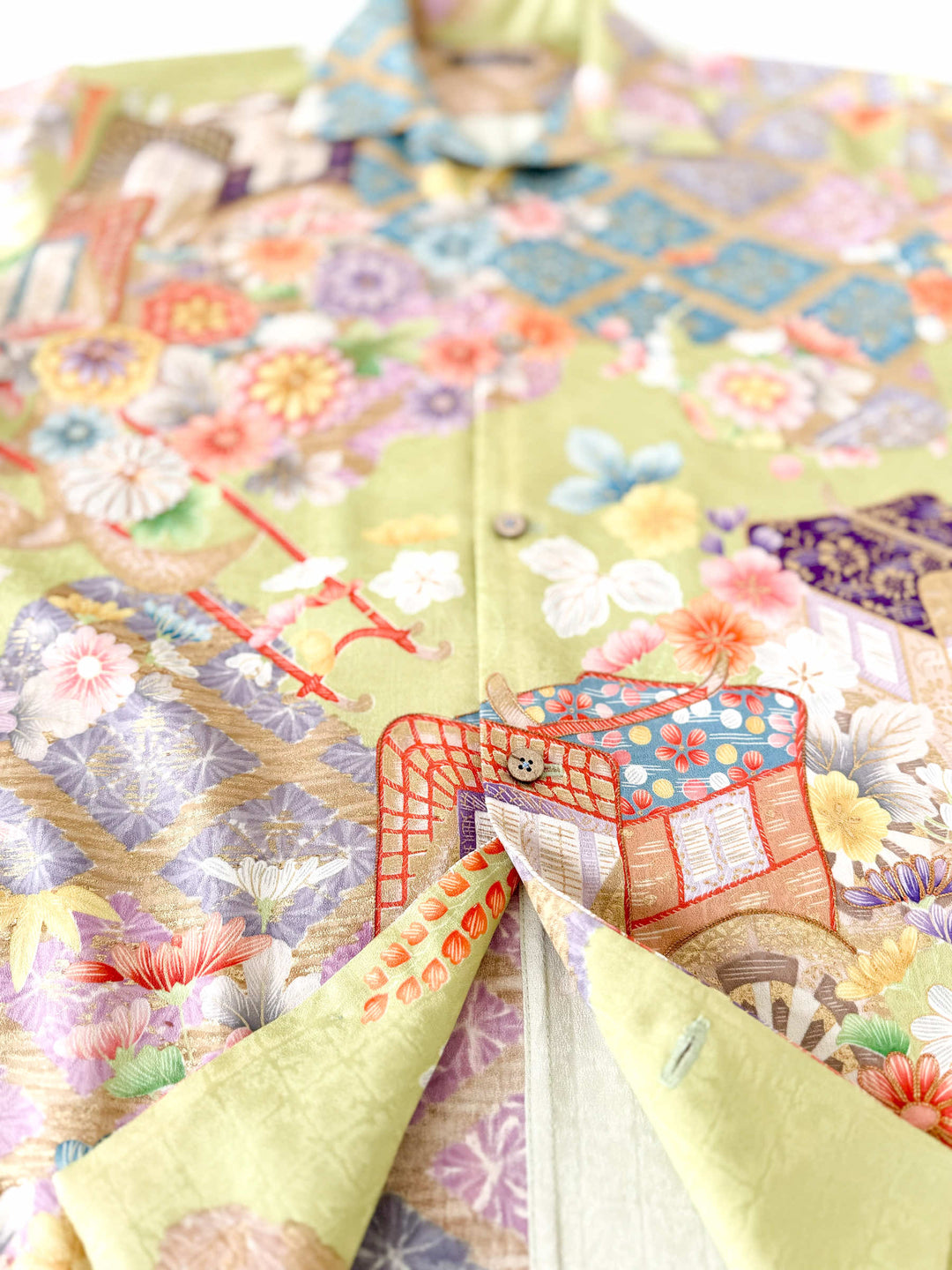 KIMONO ALOHA SHIRT "BUDDING FLOWER CARRIAGE B" AH100333