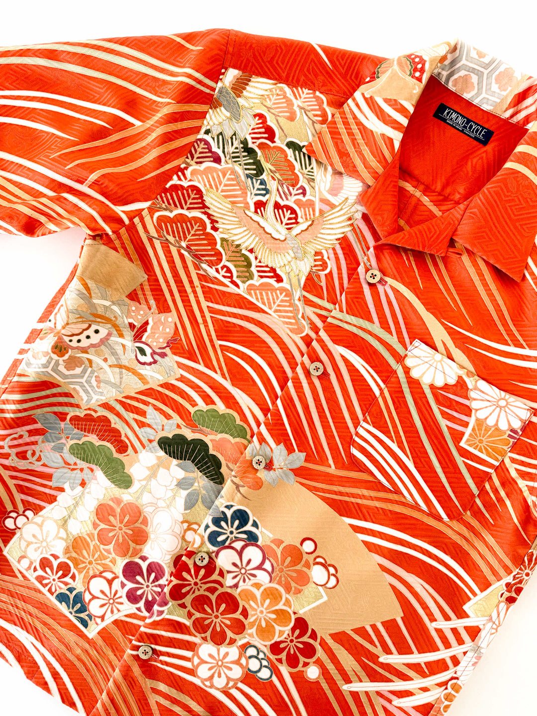 KIMONO ALOHA SHIRT "A FLOATING IN VERMILLION RED" AH100334