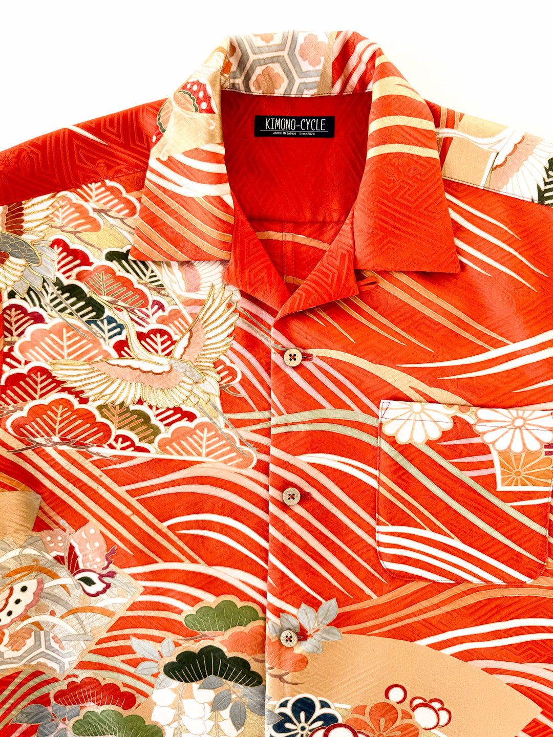 KIMONO ALOHA SHIRT "A FLOATING IN VERMILLION RED" AH100334