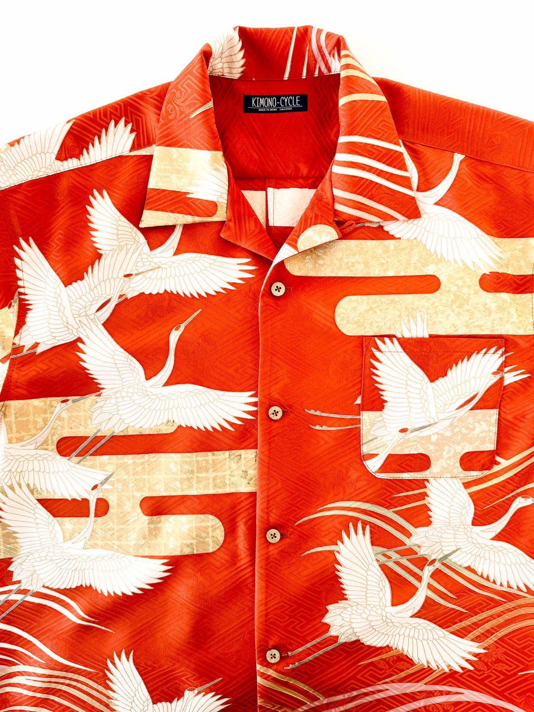 KIMONO ALOHA SHIRT "B FLOATING IN VERMILLION RED" AH100335