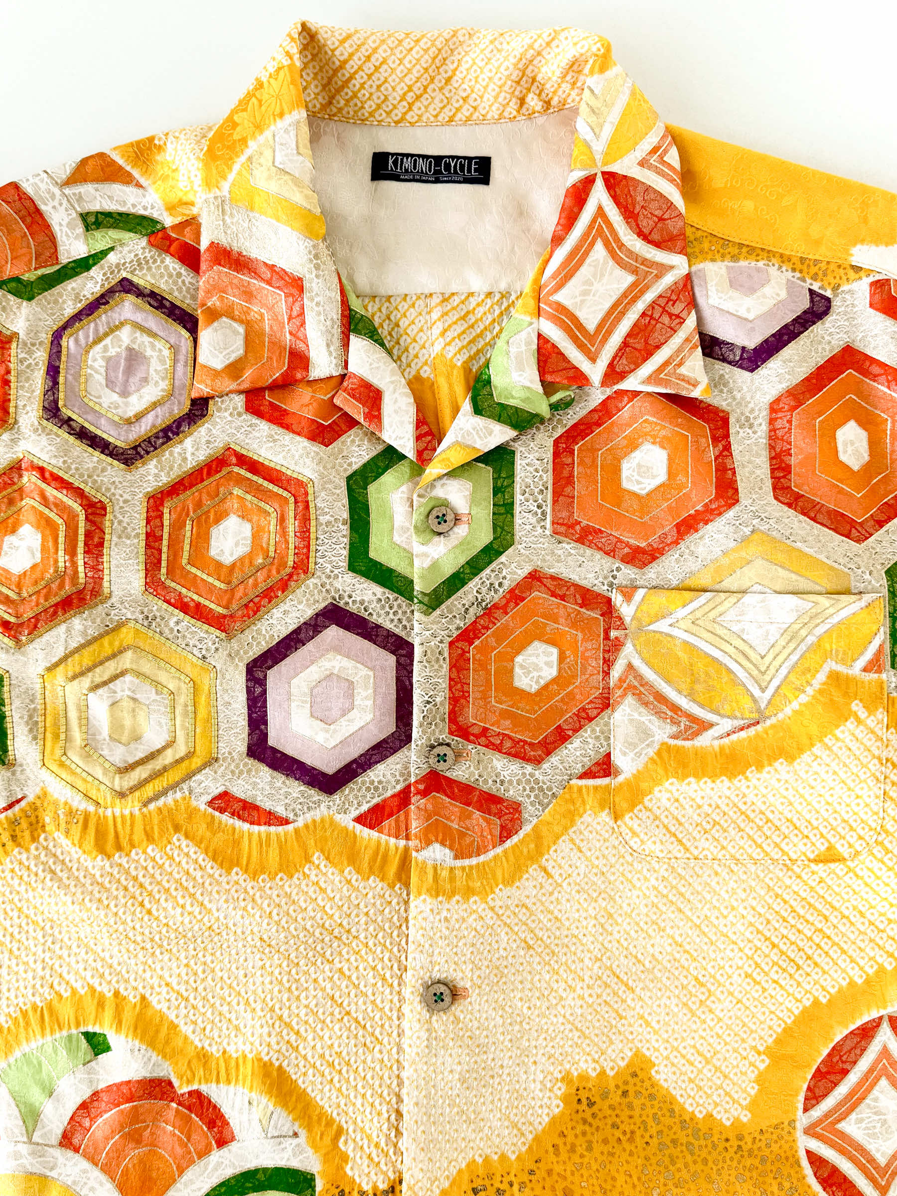 最終価格 大正時代のヴィンテージ着物で仕立てたシルクのアロハシャツ