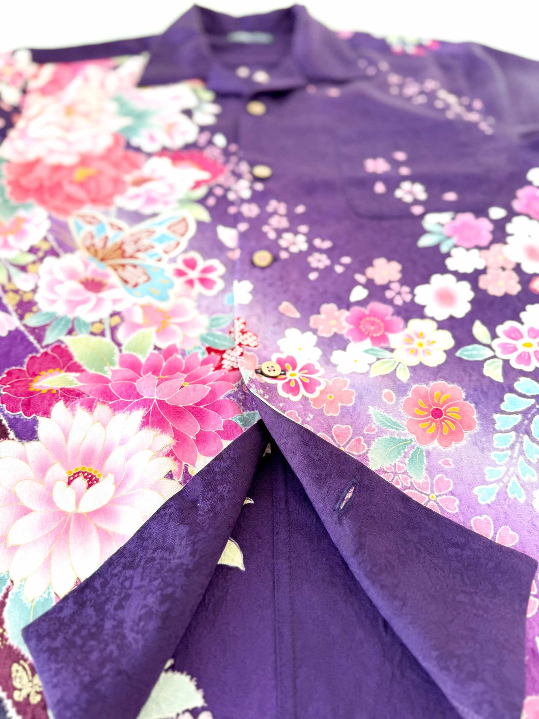 着物アロハシャツ「風に舞う花々A」AH100420