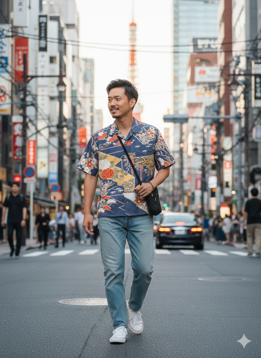 着物アロハシャツ「古典柄を纏うA」AH100442