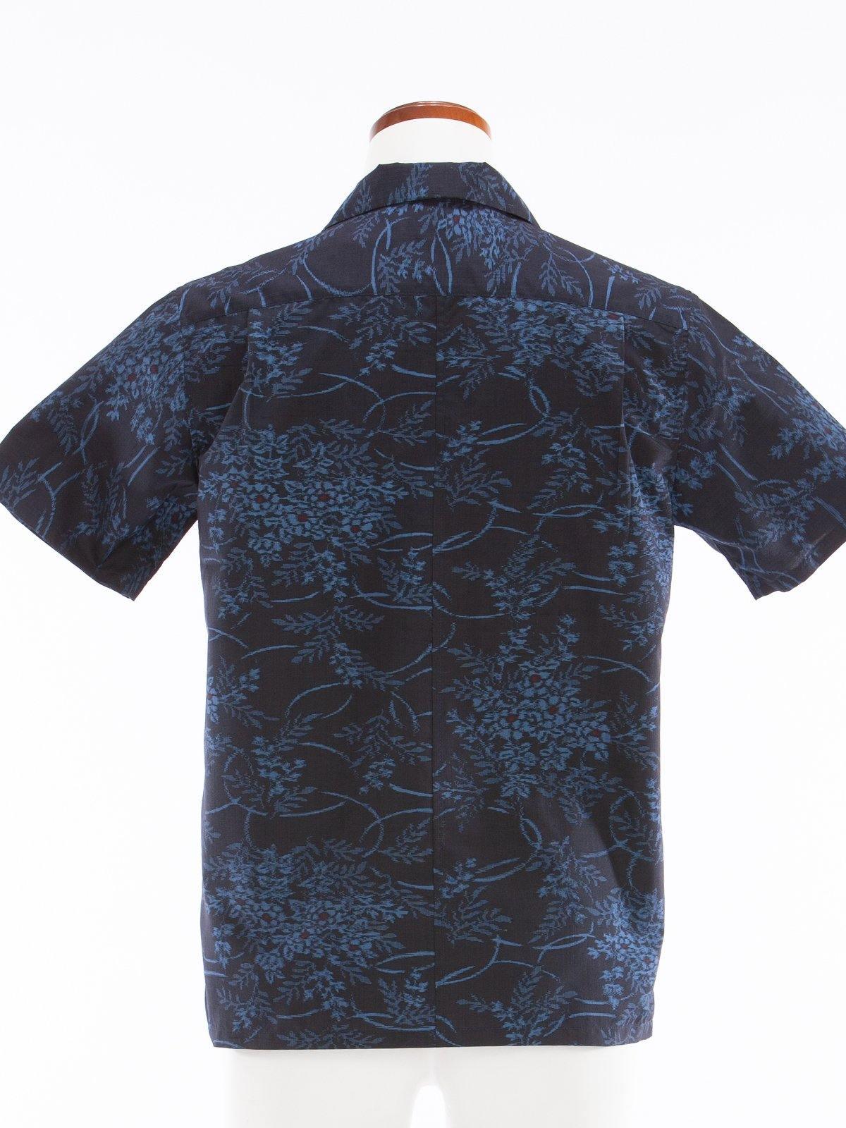 着物アロハ「濃藍の草花」AH100011 - 着物アロハシャツ専門店｜KIMONO-CYCLE