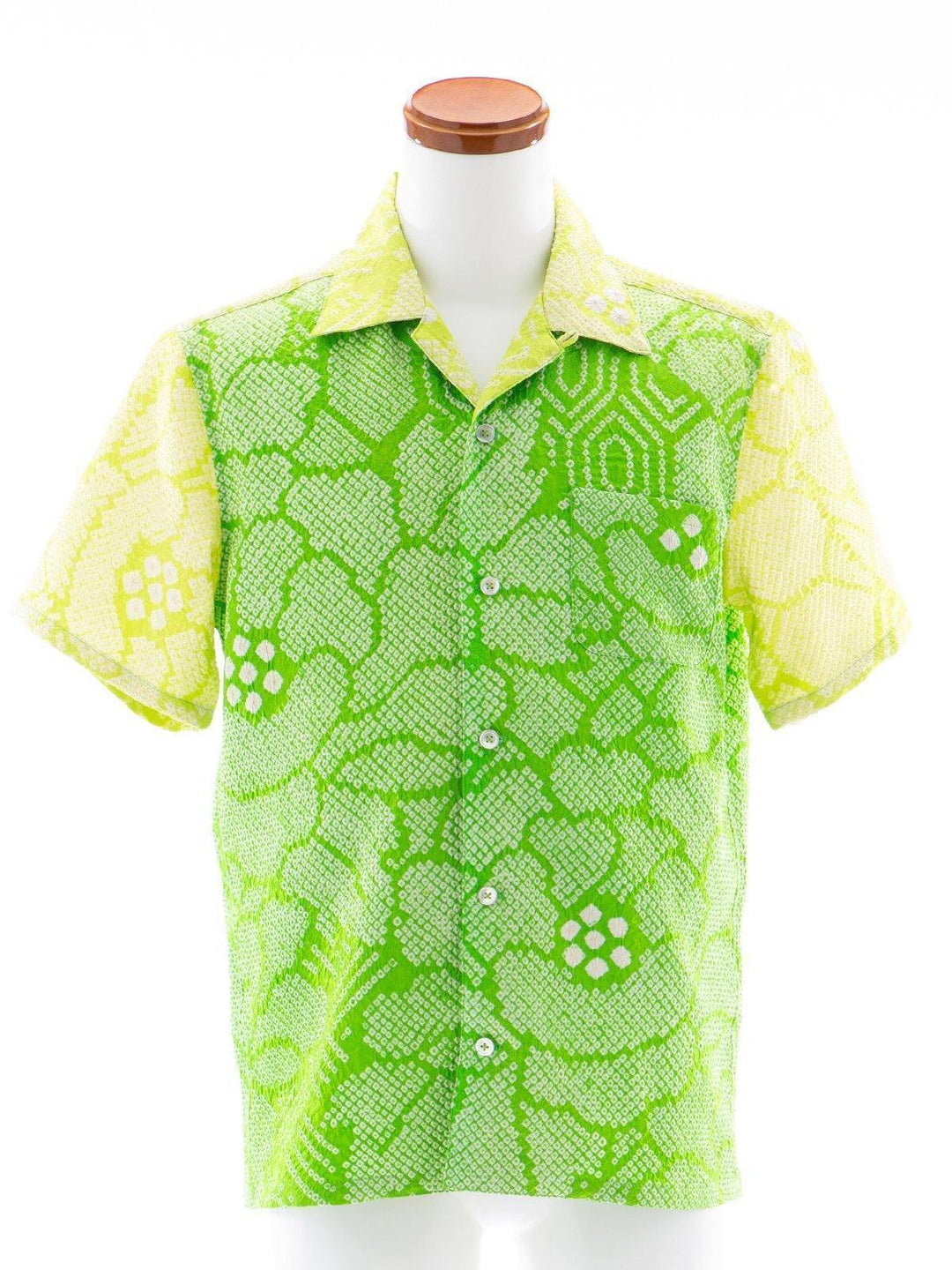 着物アロハシャツ「新緑の絞りB」AH100054 - 着物アロハシャツ専門店｜KIMONO-CYCLE