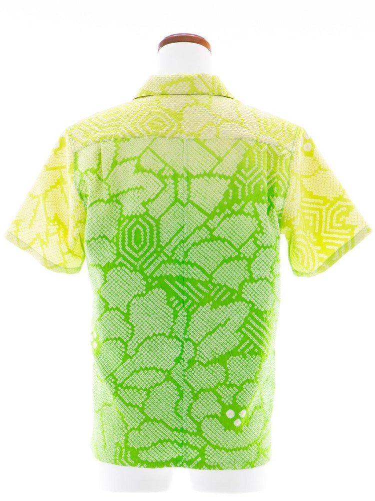 着物アロハシャツ「新緑の絞りB」AH100054 - 着物アロハシャツ専門店｜KIMONO-CYCLE