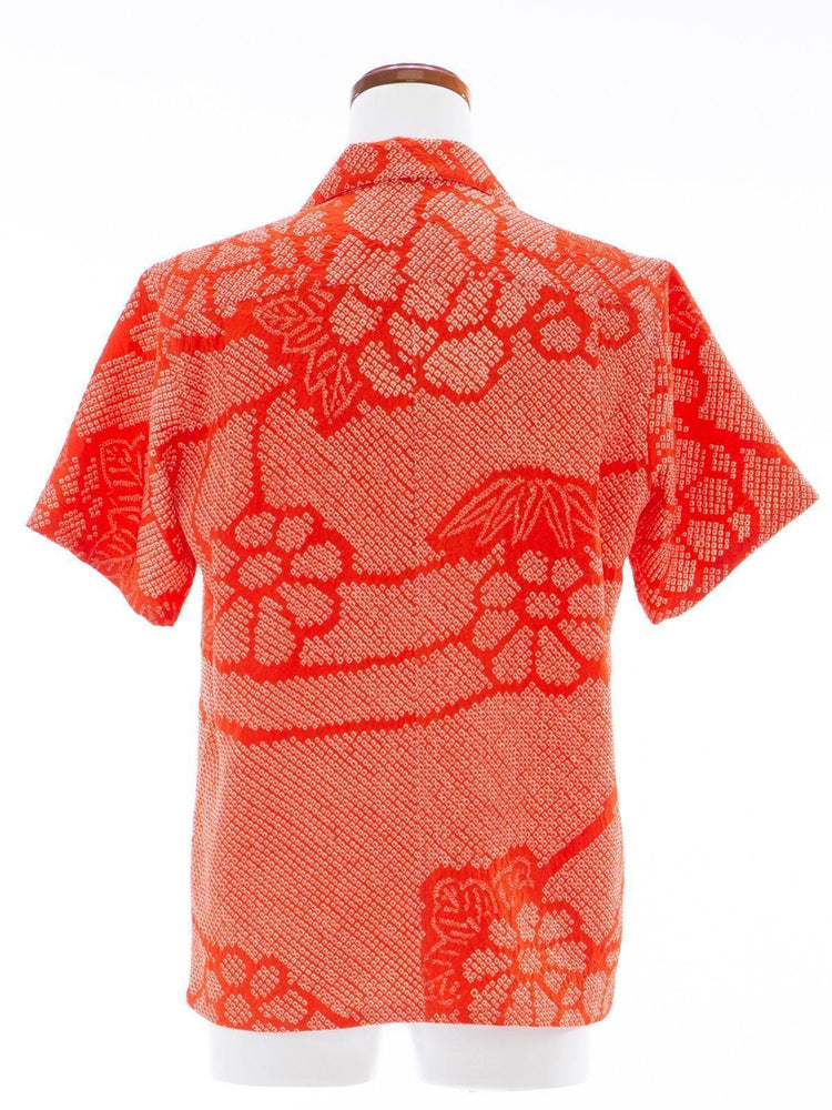 着物アロハシャツ「朱赤の絞りB」AH100064 - 着物アロハシャツ専門店｜KIMONO-CYCLE
