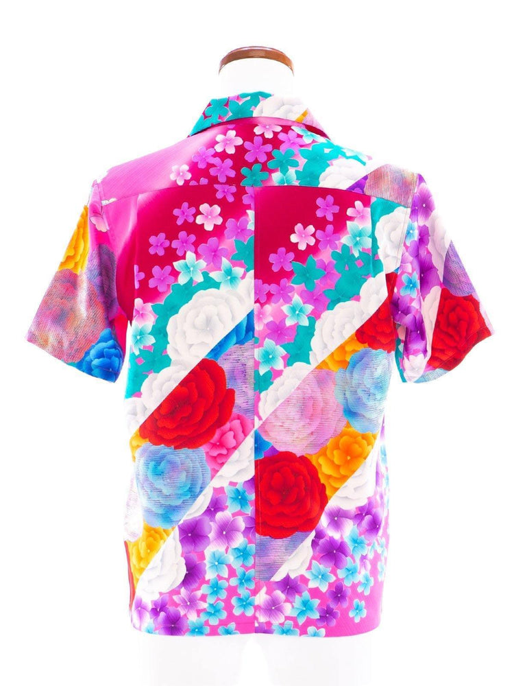 着物アロハシャツ「薔薇色の人生」AH100068 - 着物アロハシャツ専門店｜KIMONO-CYCLE