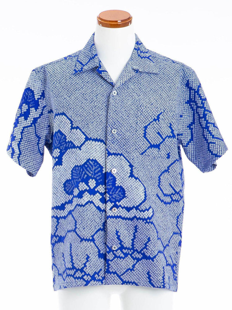 着物アロハ「初夏の群青絞りB」AH100070 - 着物アロハシャツ専門店｜KIMONO-CYCLE