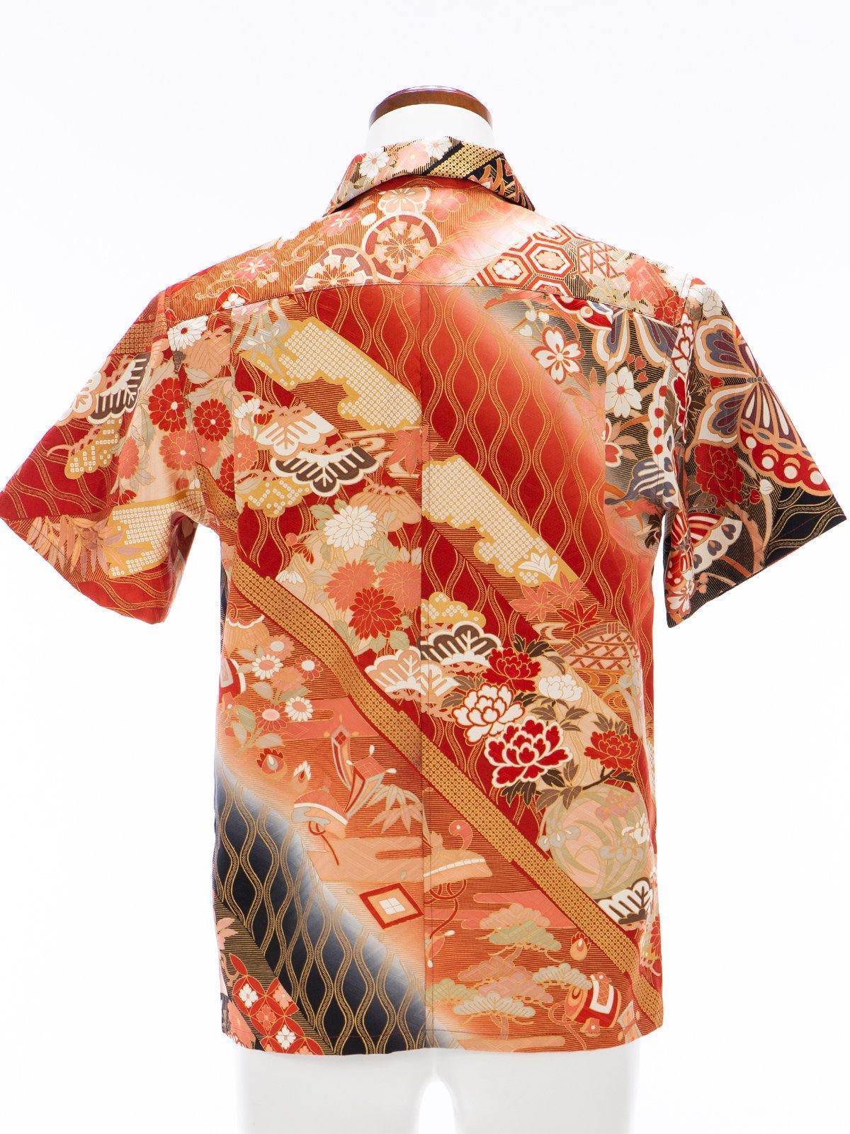 着物アロハシャツ「宝を運ぶ蝶々A」AH100104 - 着物アロハシャツ専門店｜KIMONO-CYCLE