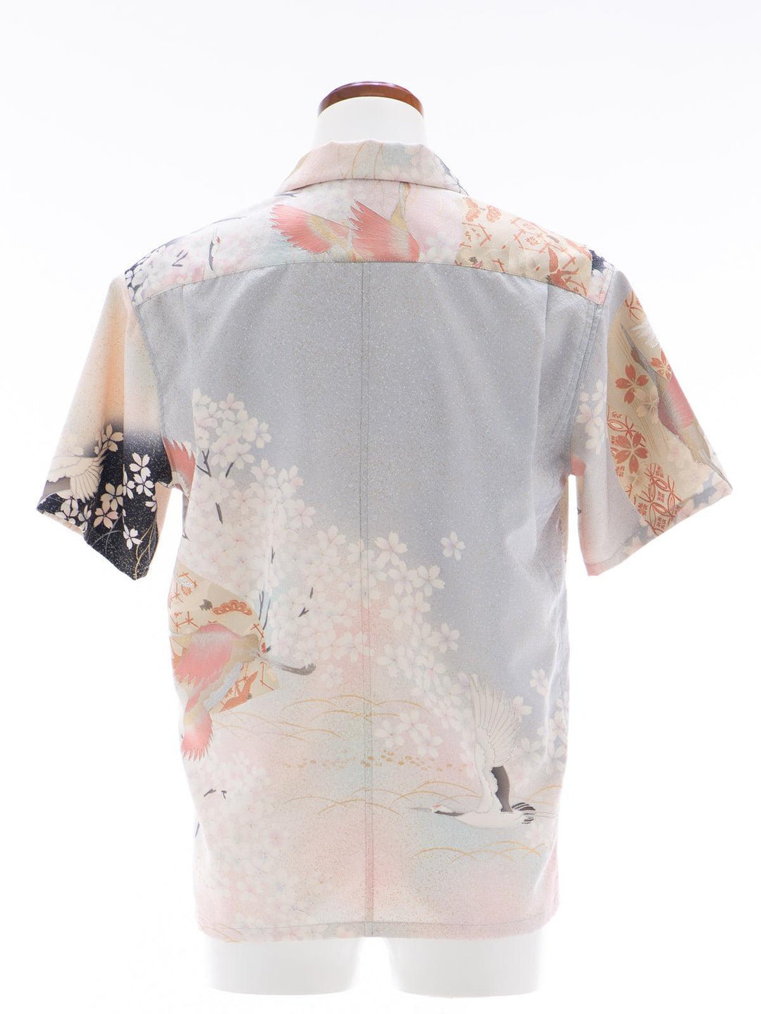 着物アロハシャツ「春に舞う鶴A」AH100111 - 着物アロハシャツ専門店｜KIMONO-CYCLE