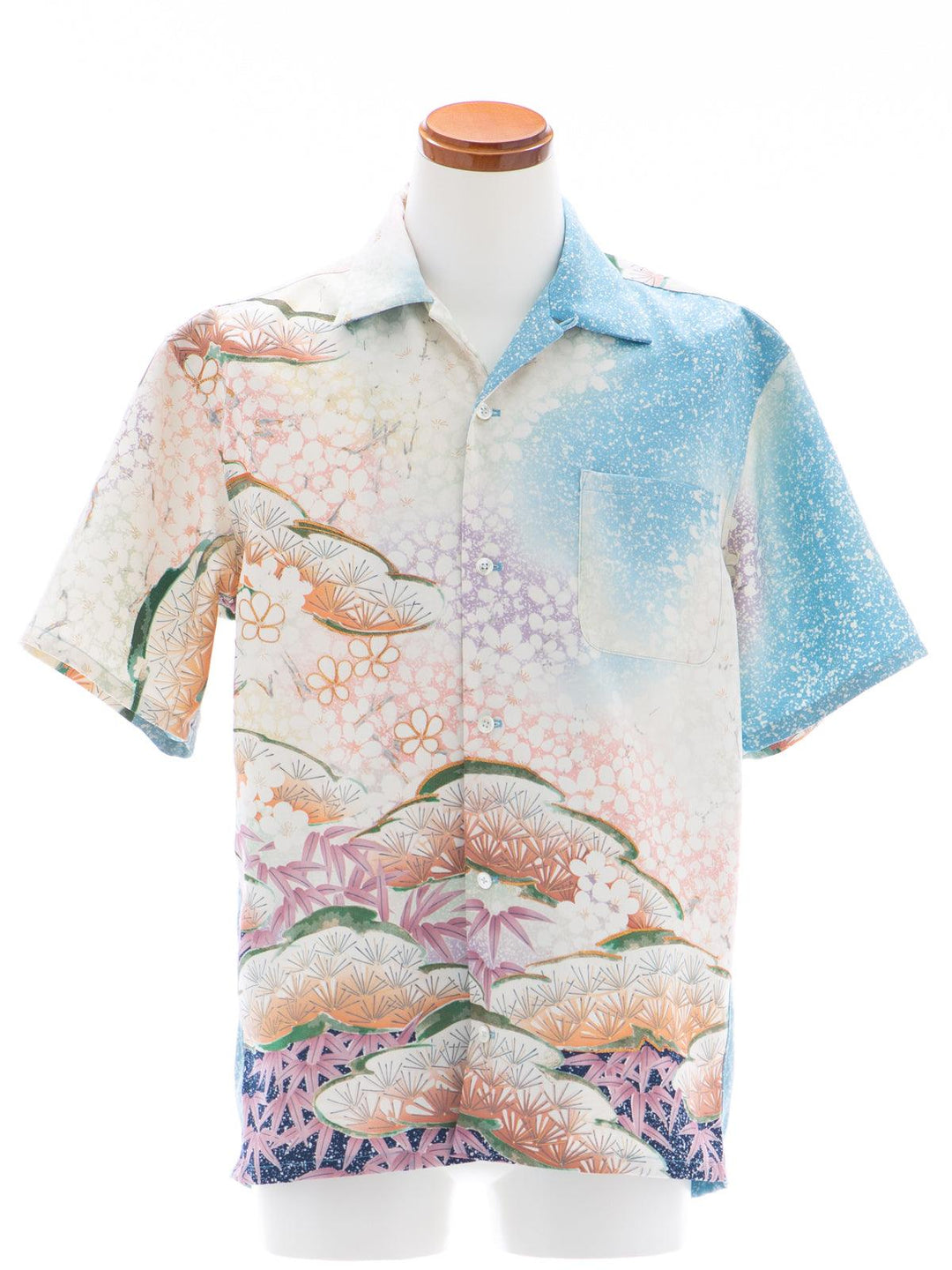 着物アロハシャツ「松竹に舞い散る梅 B」AH100117 - 着物アロハシャツ専門店｜KIMONO-CYCLE