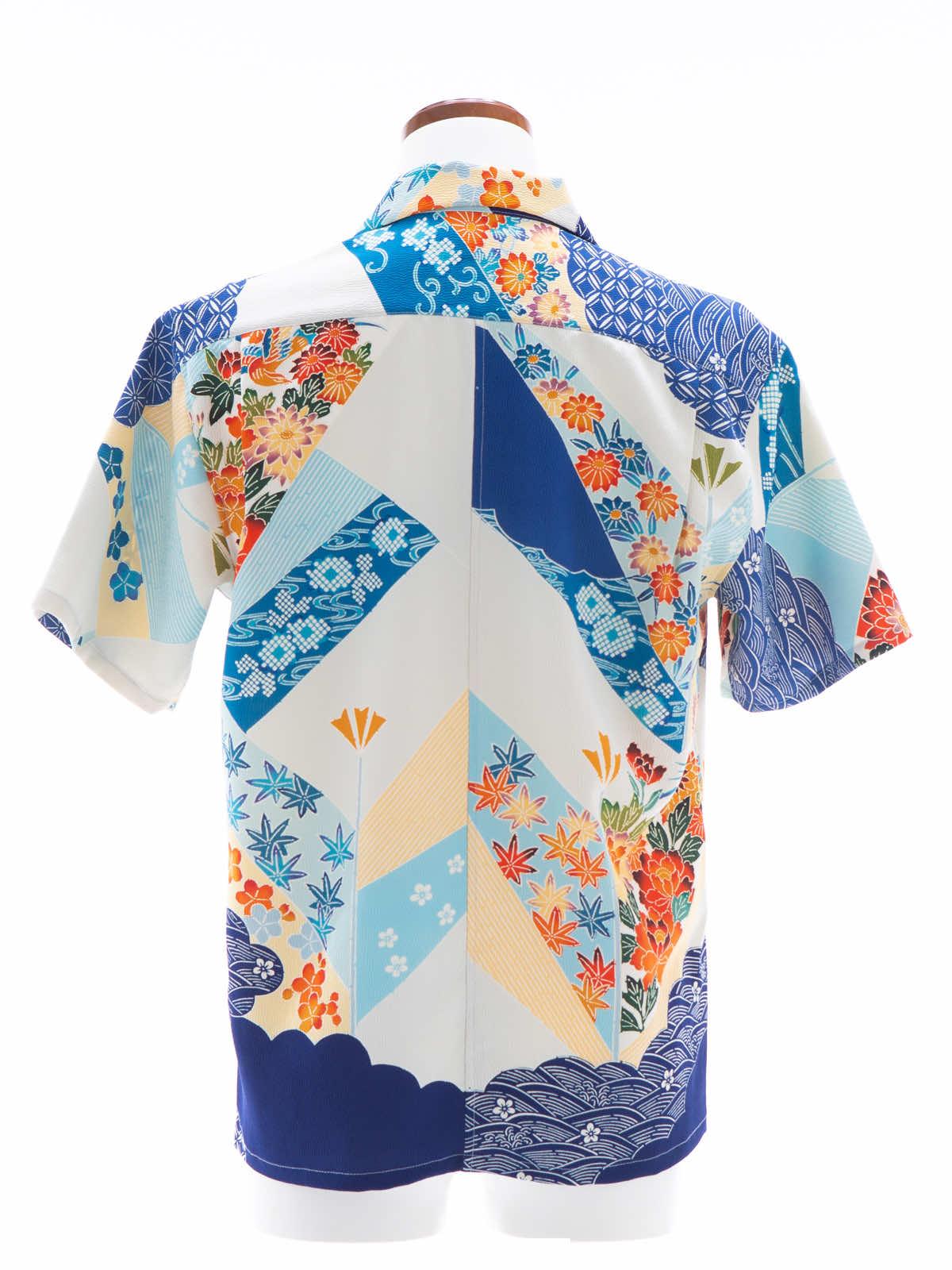 着物アロハシャツ「夏色の花」AH100126 - 着物アロハシャツ専門店｜KIMONO-CYCLE