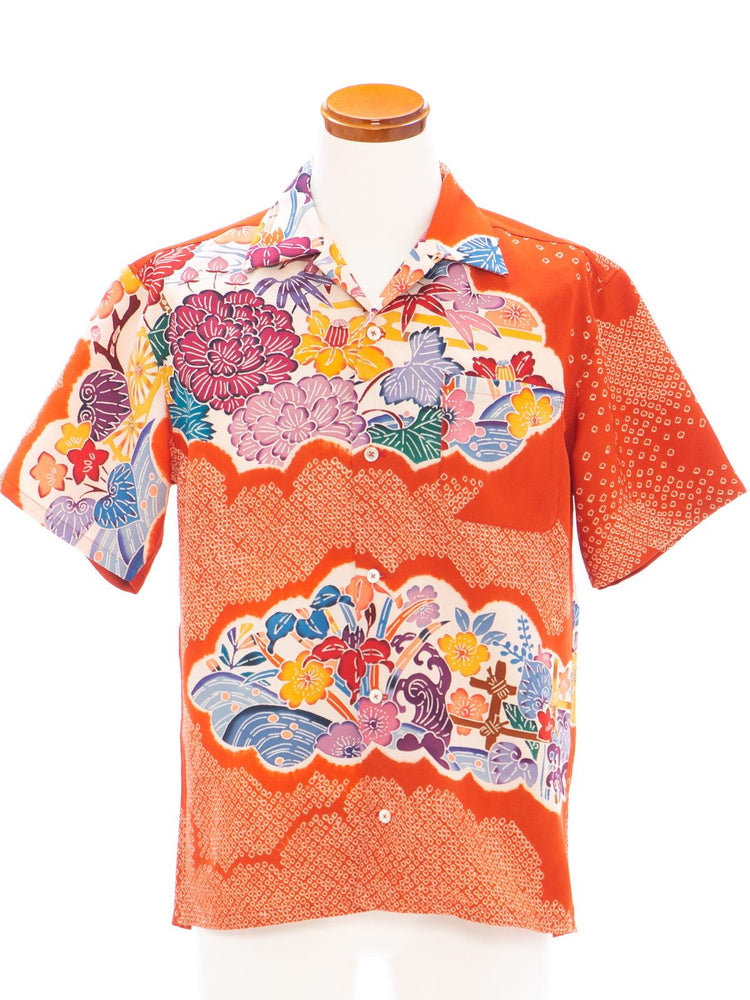 着物アロハシャツ「茜色の物語 B」AH100149 - 着物アロハシャツ専門店｜KIMONO-CYCLE