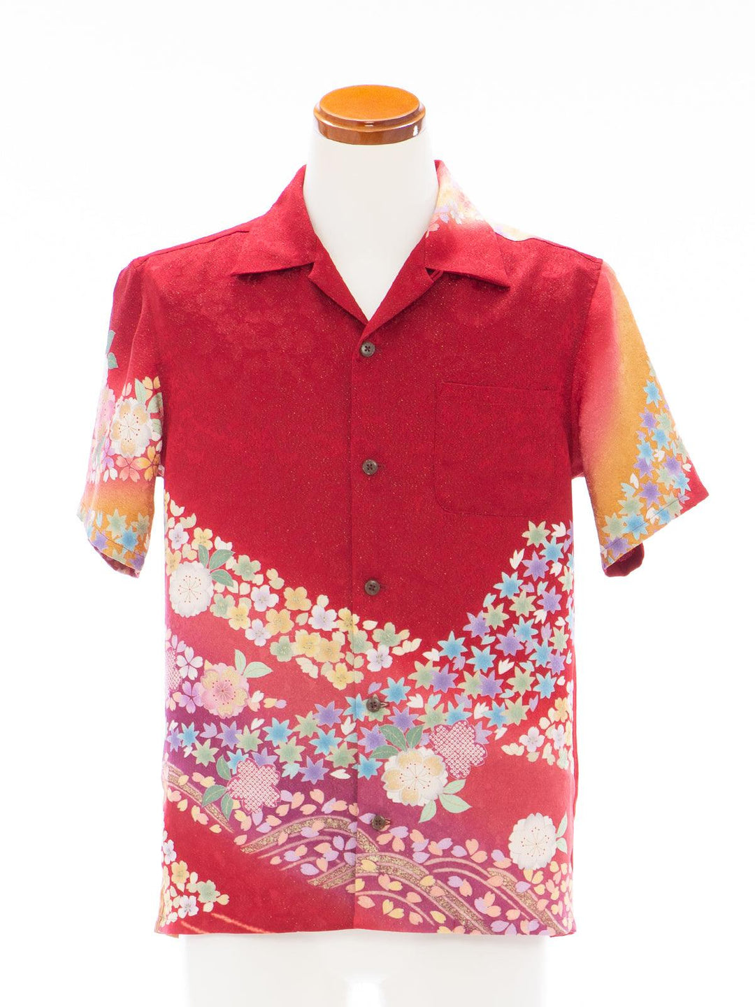 CHEMISE KIMONO ALOHA 'FLOWING FLOWERS IN RED A' AH100159 - CHEMISE KIMONO ALOHA BOUTIQUE SPÉCIALISÉE