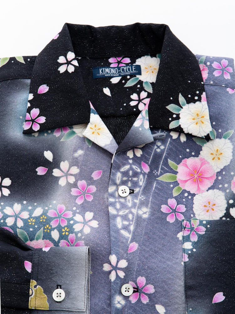 着物アロハシャツ「夜桜に輝く星空」AH100181 - 着物アロハシャツ専門店｜KIMONO-CYCLE
