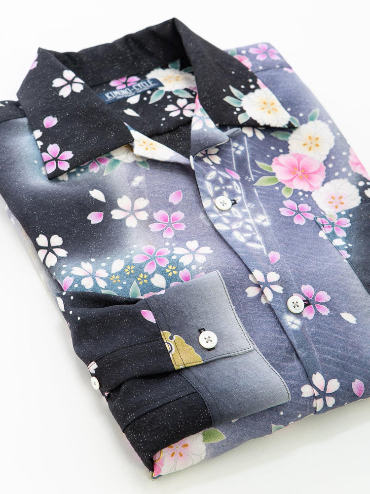 着物アロハシャツ「夜桜に輝く星空」AH100181 - 着物アロハシャツ専門店｜KIMONO-CYCLE