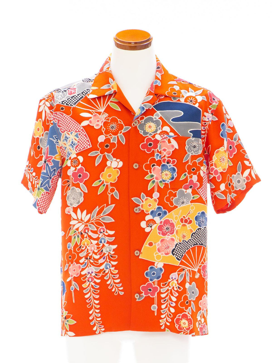 着物アロハシャツ「癒しの花の舞A」AH100184 - 着物アロハシャツ専門店｜KIMONO-CYCLE