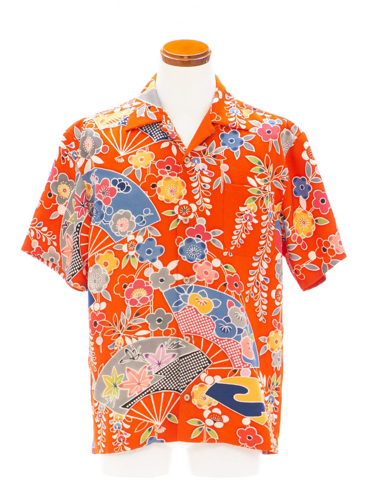 着物アロハシャツ「癒しの花の舞B」AH100185 - 着物アロハシャツ専門店｜KIMONO-CYCLE