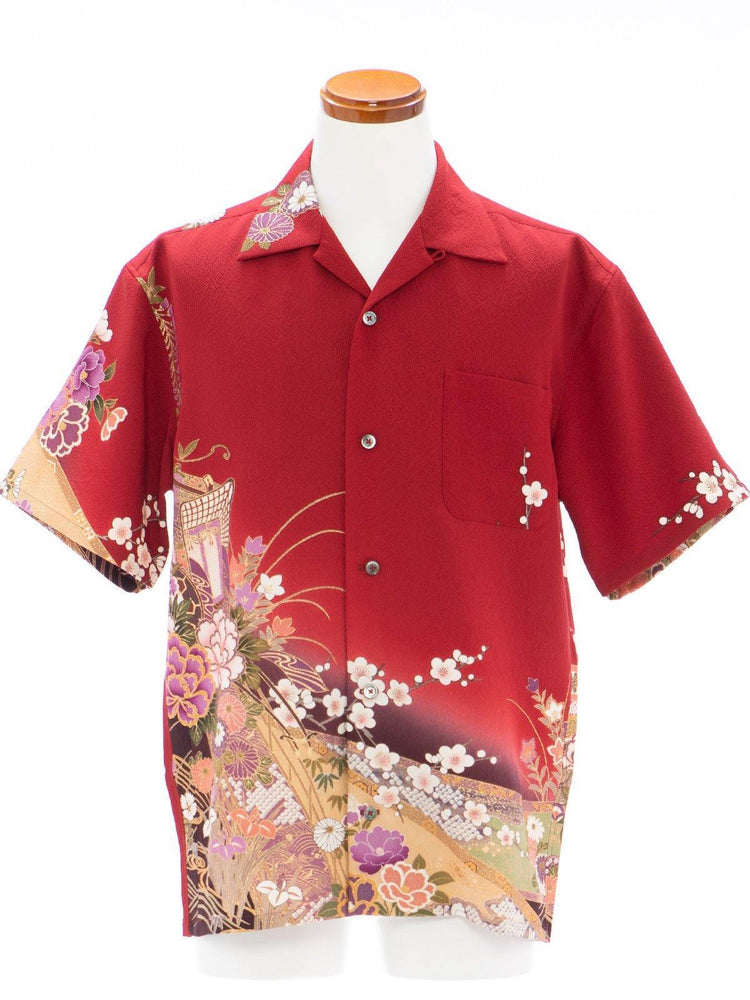 着物アロハシャツ「花道を渡って」AH100086 - 着物アロハシャツ専門店｜KIMONO-CYCLE