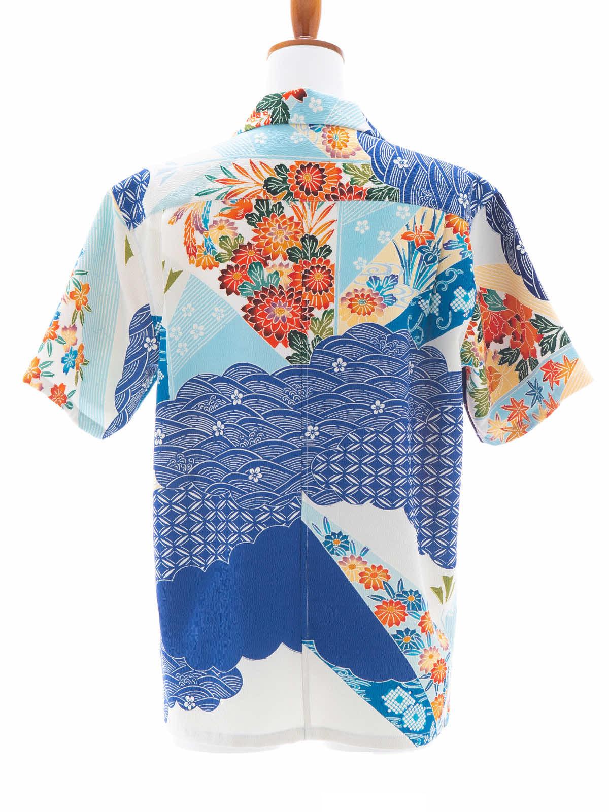 着物アロハシャツ レディース「夏色の花 L」AH10008L - 着物アロハシャツ専門店｜KIMONO-CYCLE