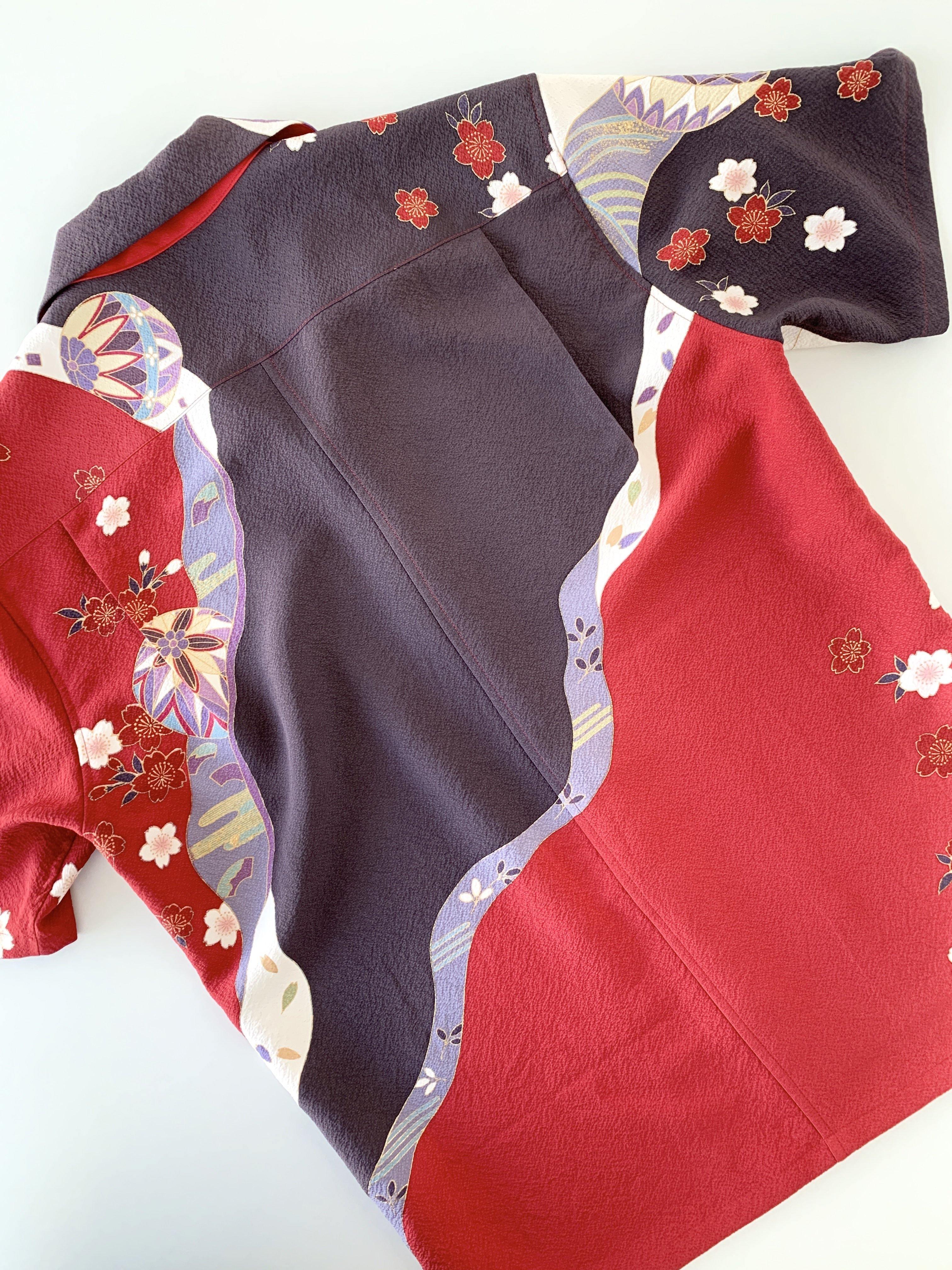 着物アロハ「桜に御所車」AH100033 - 着物アロハシャツ専門店｜KIMONO-CYCLE