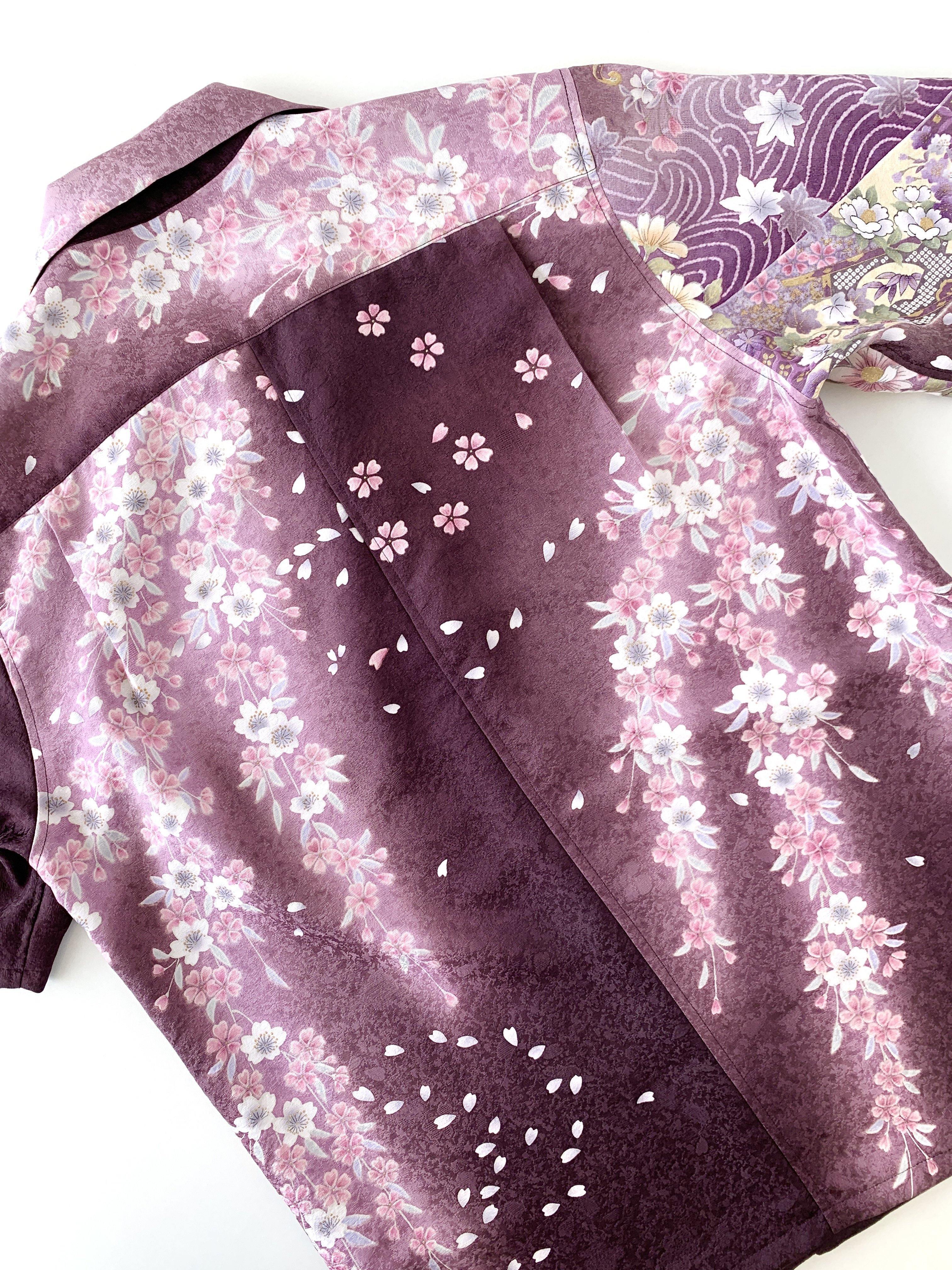 着物アロハシャツ「夜桜を見上げてA」AH100079 - 着物アロハシャツ専門店｜KIMONO-CYCLE