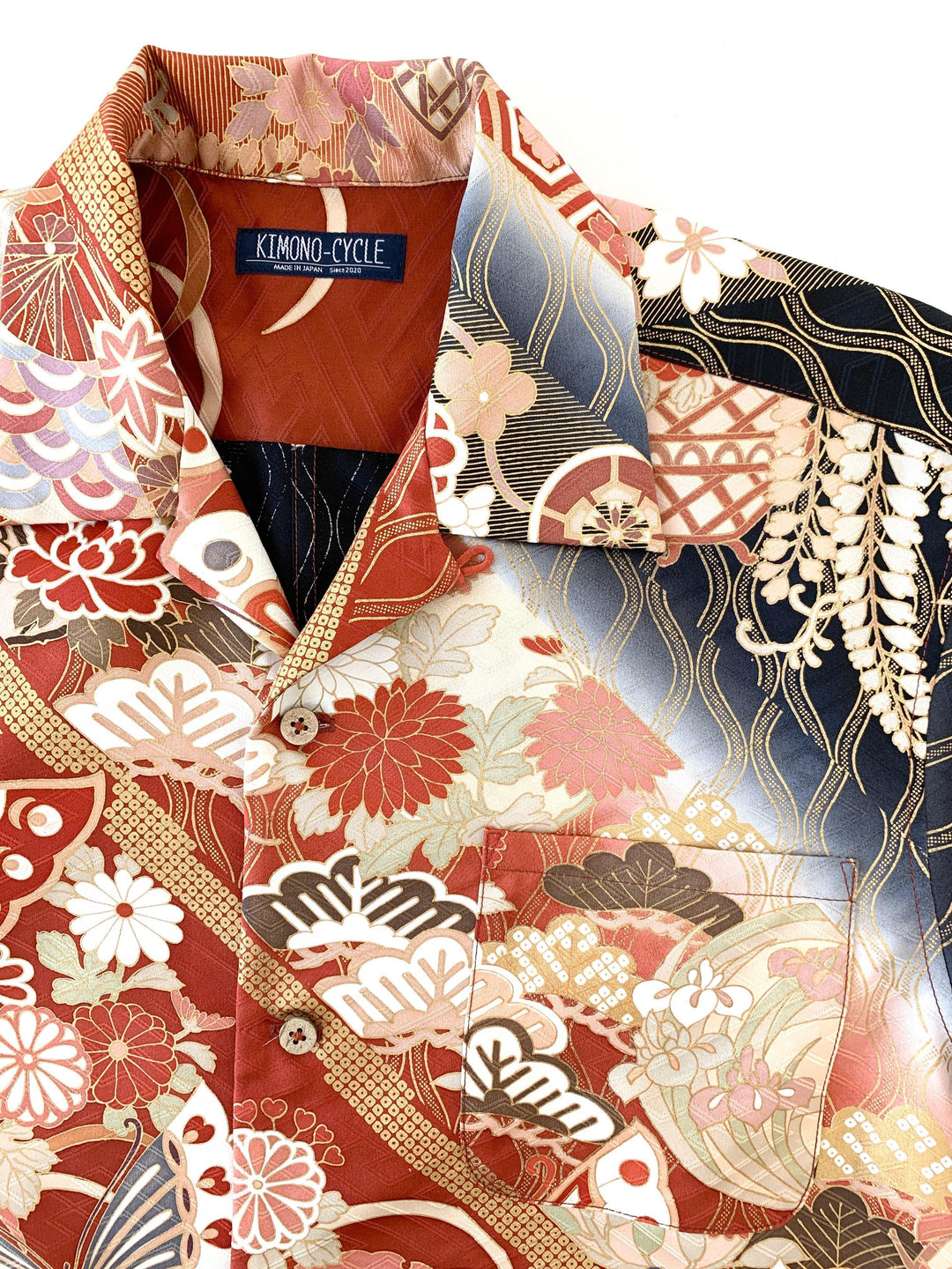 着物アロハシャツ「宝を運ぶ蝶々B」AH100105 - 着物アロハシャツ専門店｜KIMONO-CYCLE