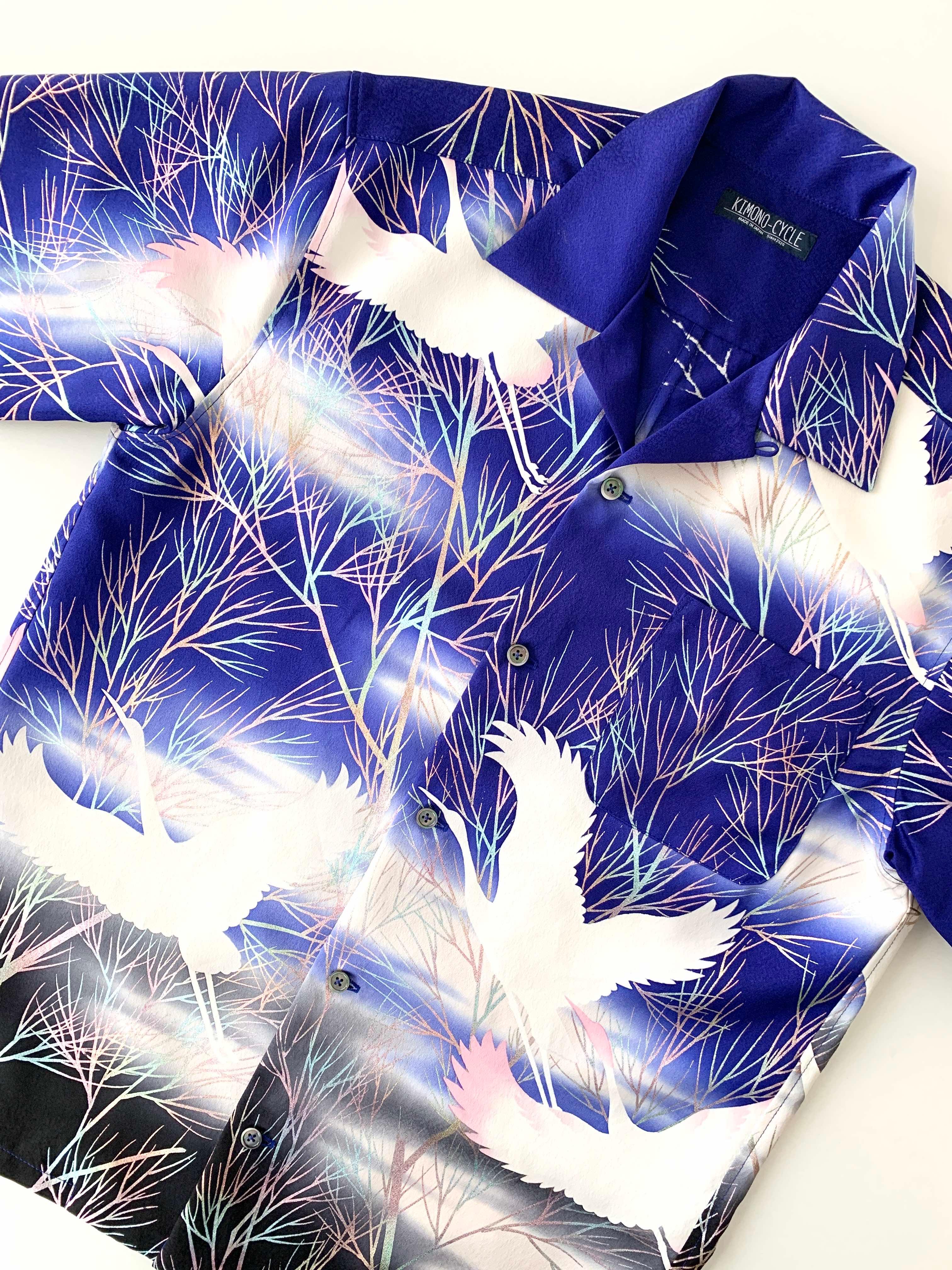 着物アロハシャツ「美しき冬の光 B」AH100136 - 着物アロハシャツ専門店｜KIMONO-CYCLE