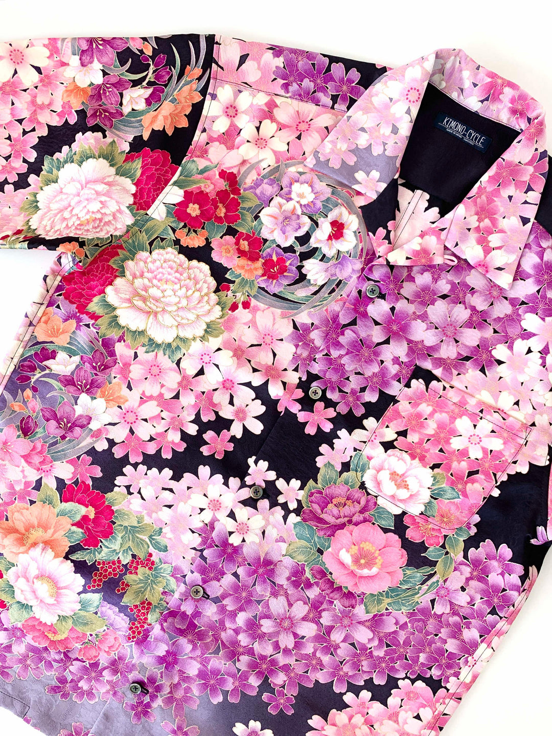着物アロハシャツ「夜に咲き踊る花々B」AH100168 - 着物アロハシャツ専門店｜KIMONO-CYCLE