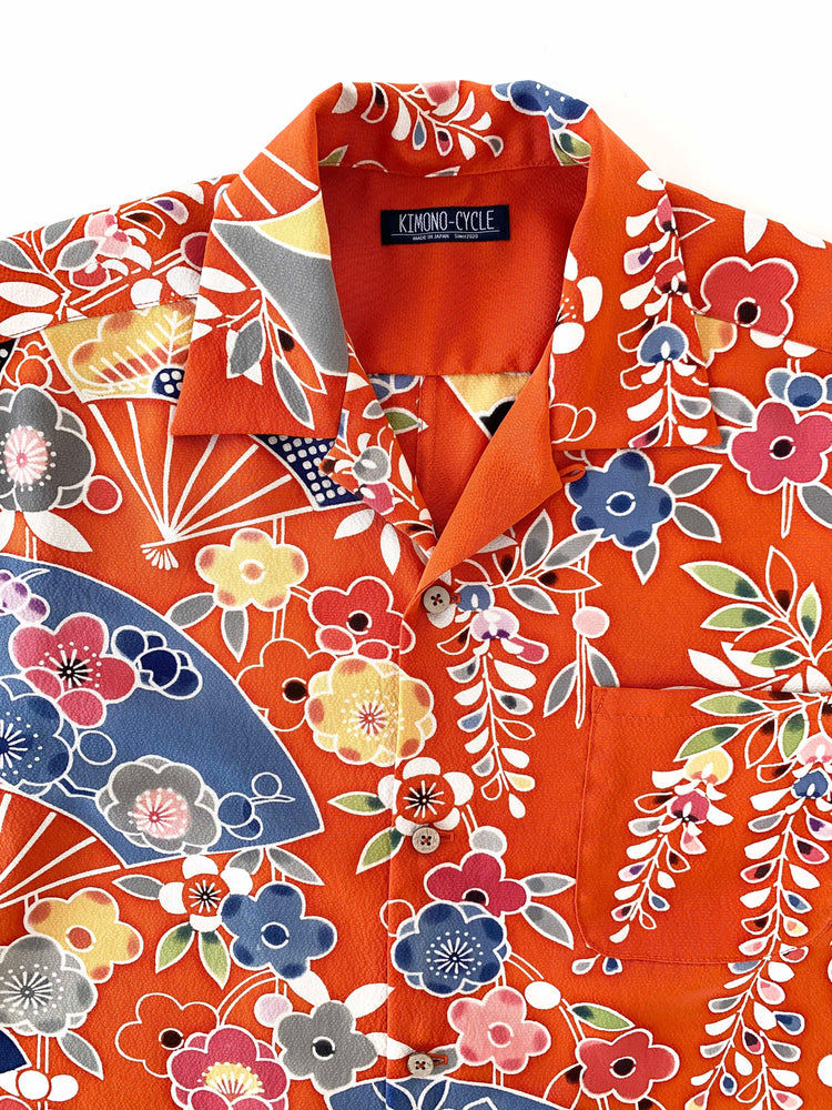 着物アロハシャツ「癒しの花の舞B」AH100185 - 着物アロハシャツ専門店｜KIMONO-CYCLE