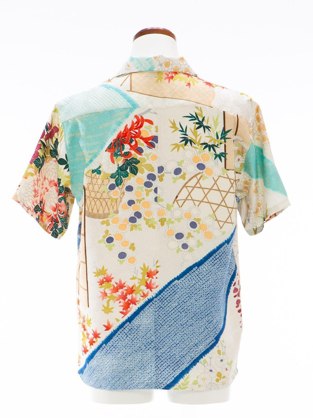 着物アロハシャツ「八重桜と菊の涼み」AH100096 - 着物アロハシャツ専門店｜KIMONO-CYCLE